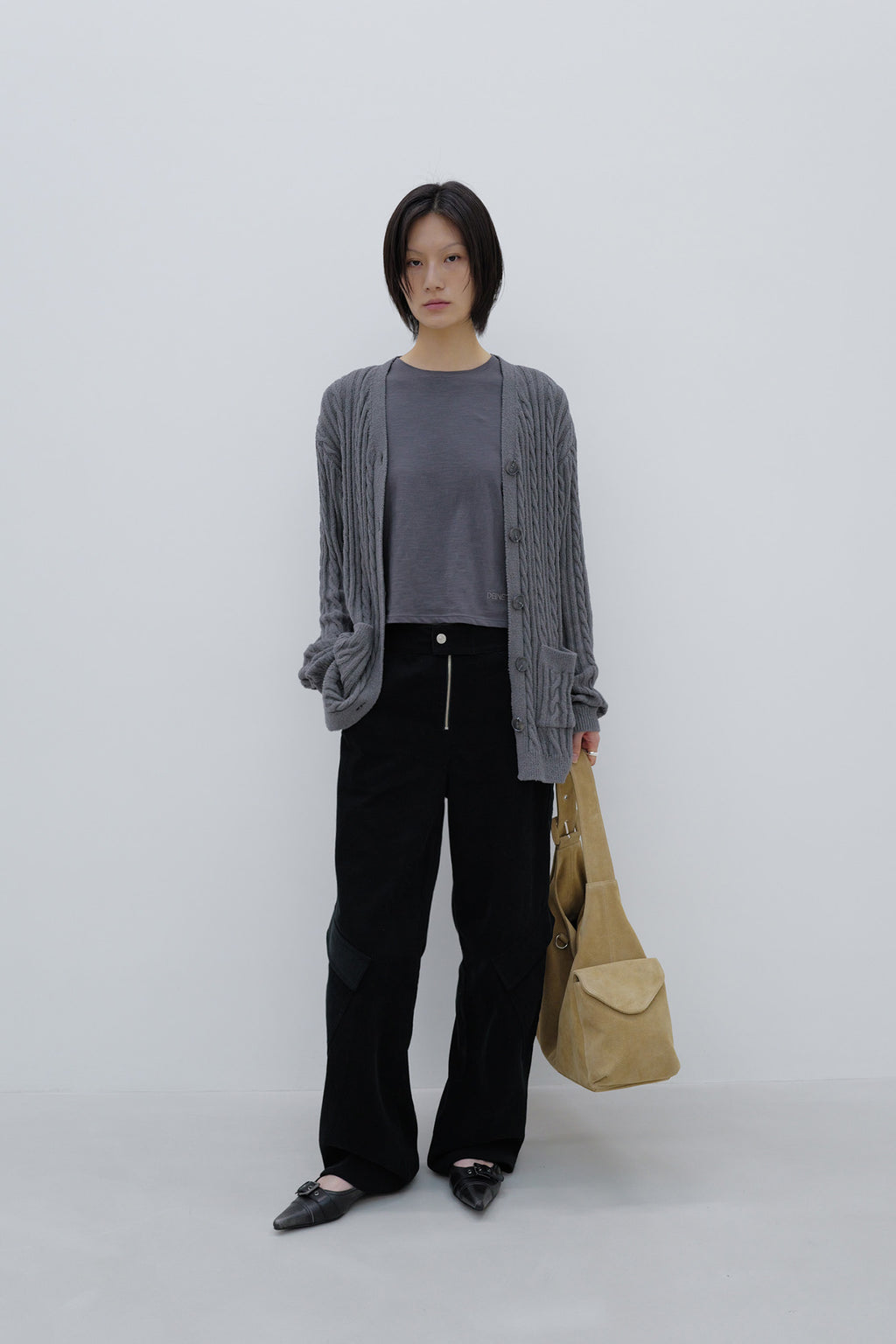 Deinet - Deinet Cable Cardigan (Charcoal) product image 4 | TRAB K-Fashion Australia
