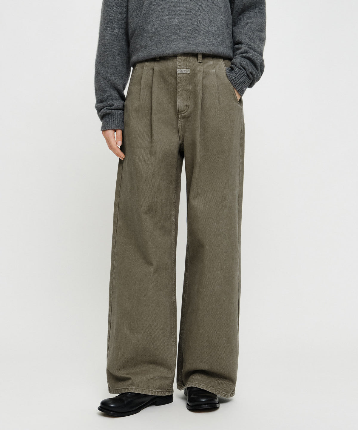 Marithe & Francois Girbaud - Two Tuck Wide Denim Pants (Brown) product image 1 | TRAB K-Fashion Australia