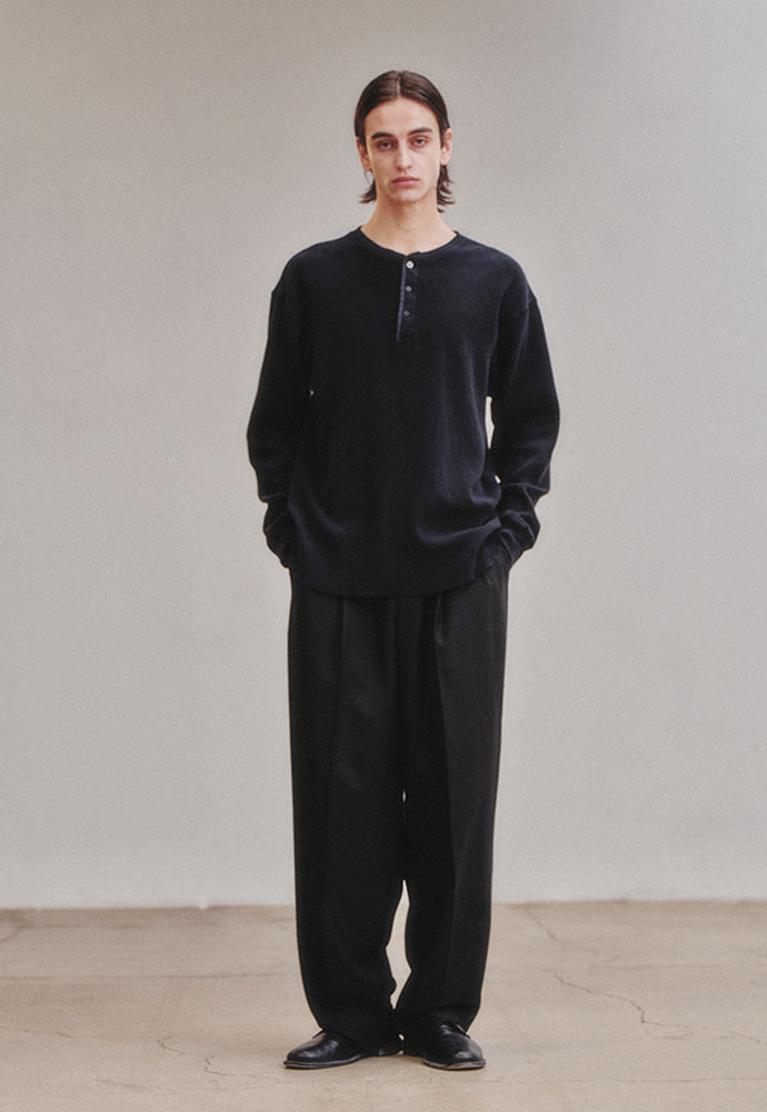 Art if acts - Garment Dyed Waffle Henley (Faded Black) product image 2 | TRAB K-Fashion Australia