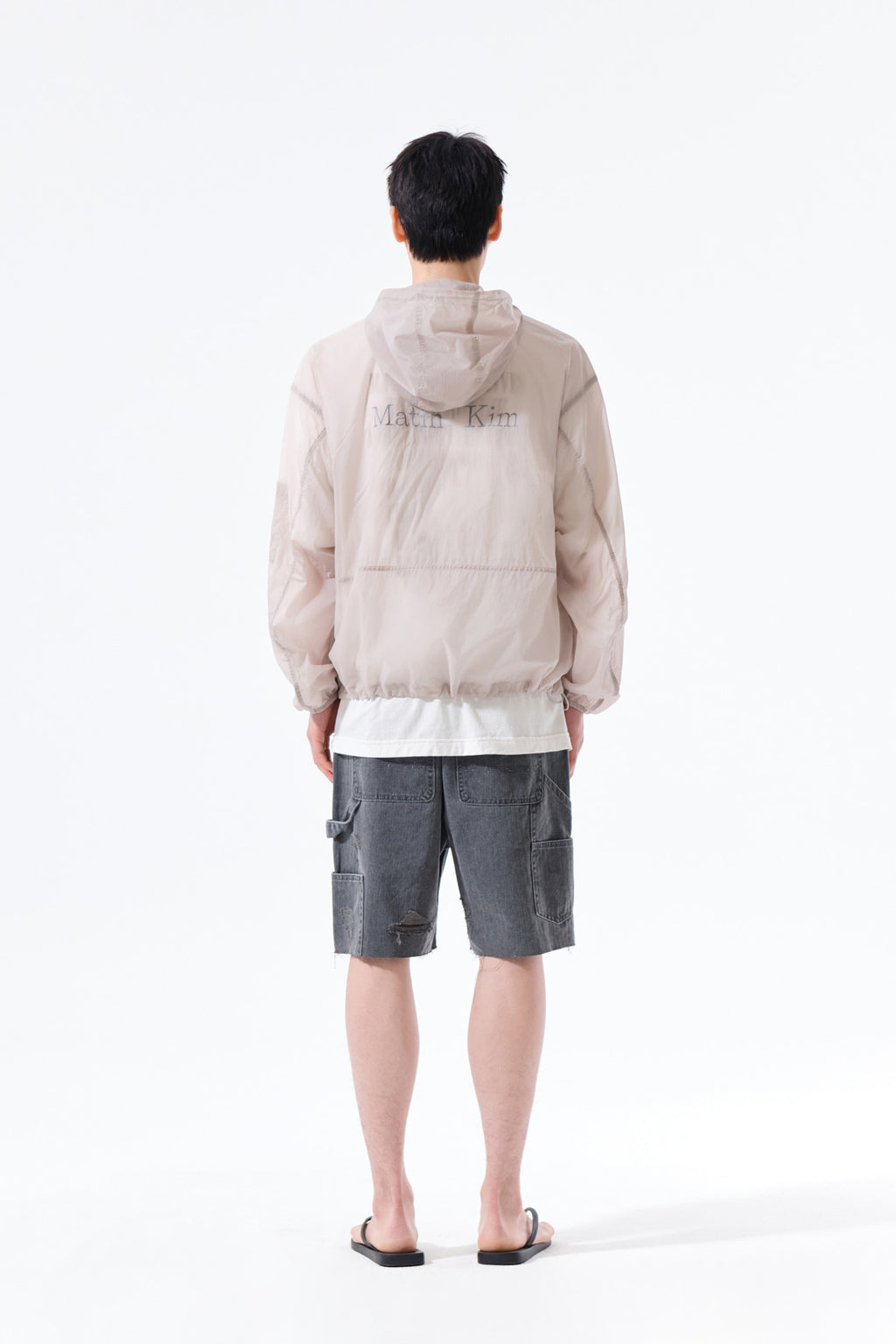 Matin Kim - Back Logo Hoody Windbreaker (Light Grey) product image 9 | TRAB K-Fashion Australia