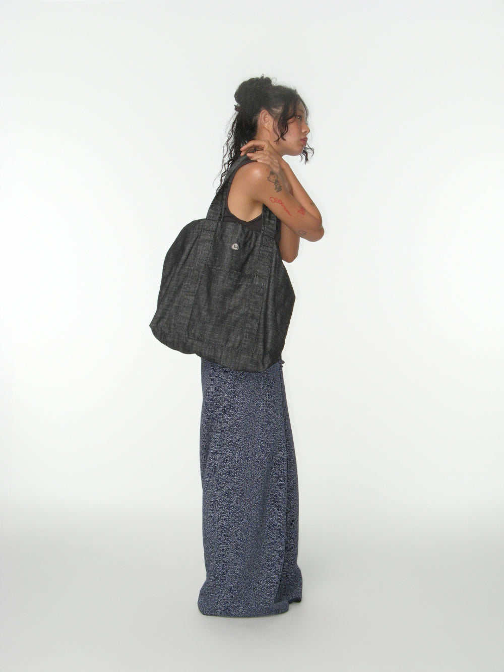 Coyseio - Reversible Check Denim Bag (Black) product image 6 | TRAB K-Fashion Australia