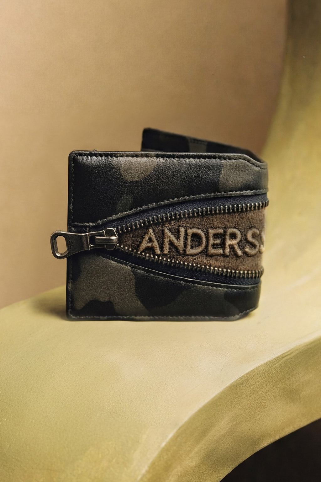 Andersson Bell - Camouflage Leather Zip Wallet (Green) product image 1 | TRAB K-Fashion Australia