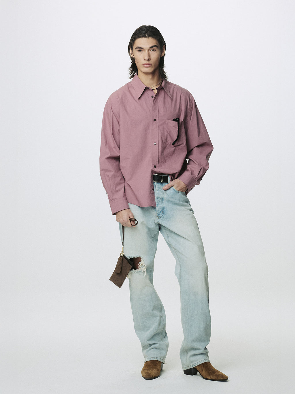 Tonywack - Distressed Loose Straight Denim Jeans (Light Blue) product image 1 | TRAB K-Fashion Australia