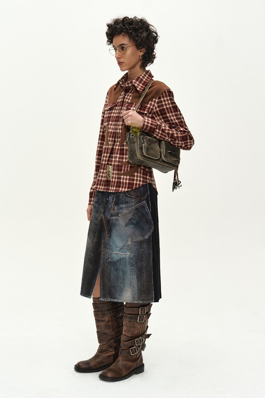 Andersson Bell - Checkered Western Patched Shirt (red) (Red) product image 2 | TRAB K-Fashion Australia
