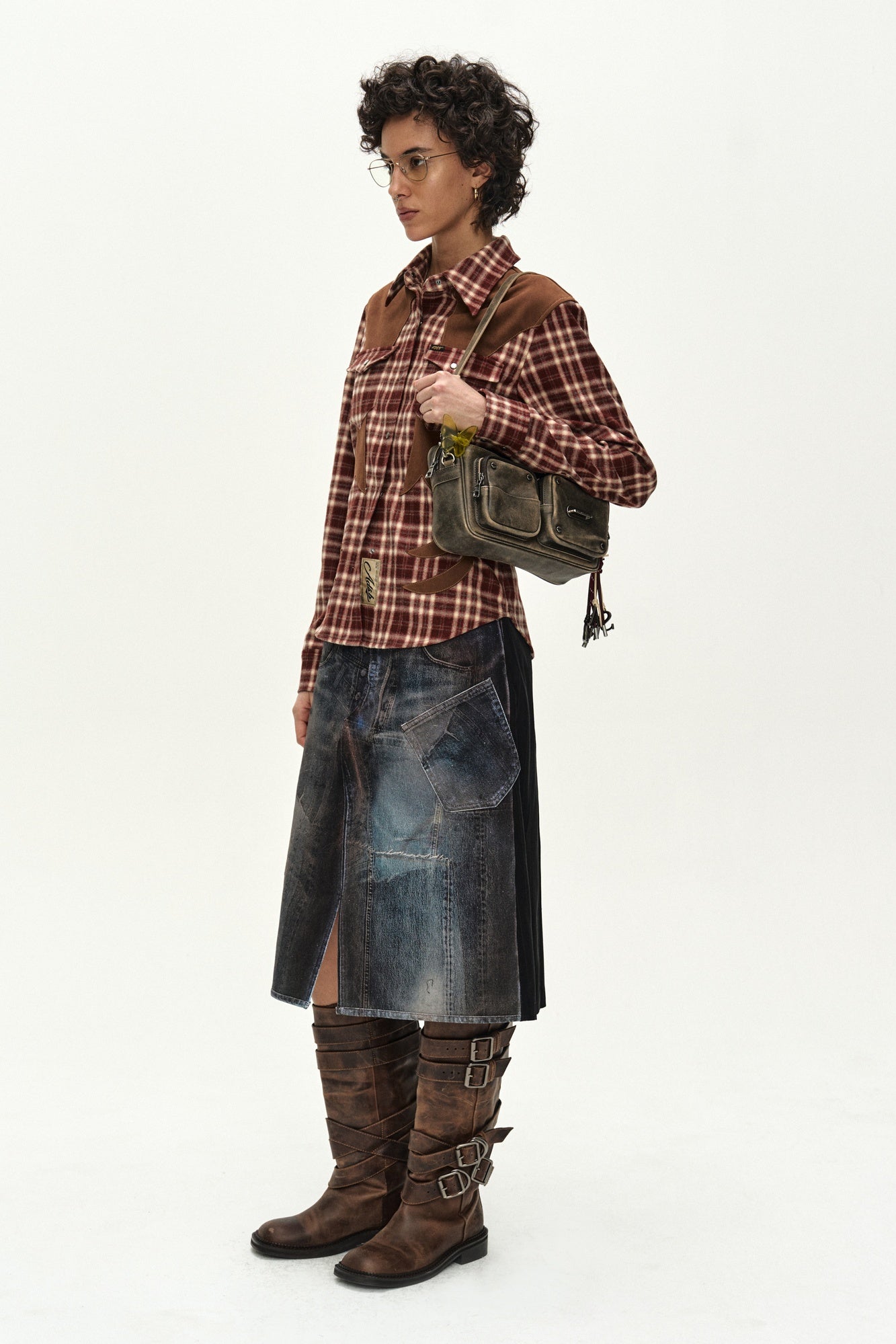 Andersson Bell - Checkered Western Patched Shirt (red) (Red) product image 2 | TRAB K-Fashion Australia