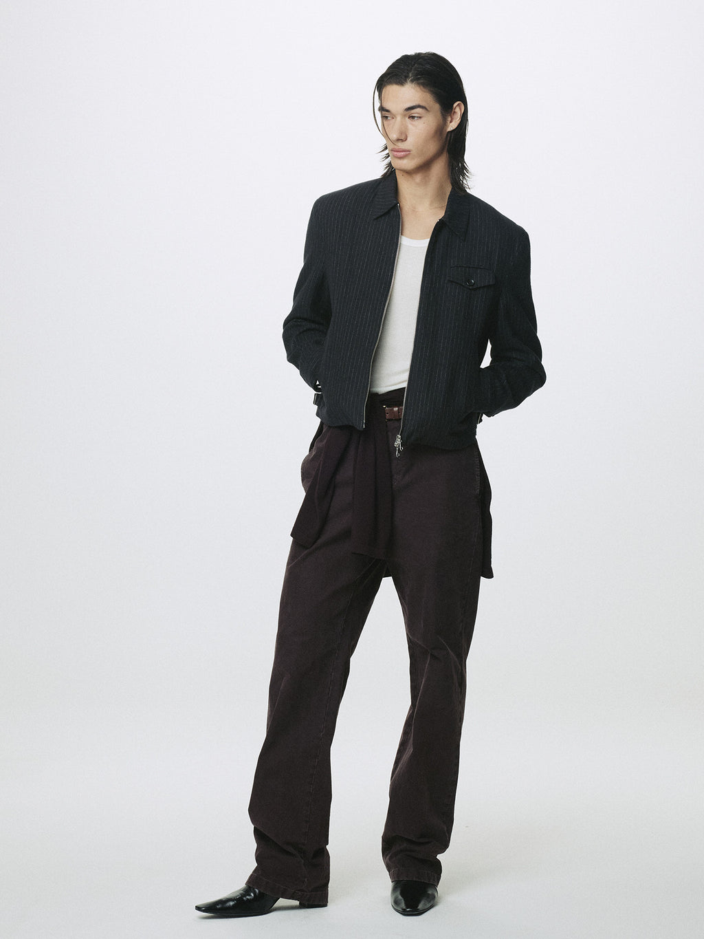 Tonywack - Washed Striped Wool Cotton Blouson (Washed  Black) product image 1 | TRAB K-Fashion Australia