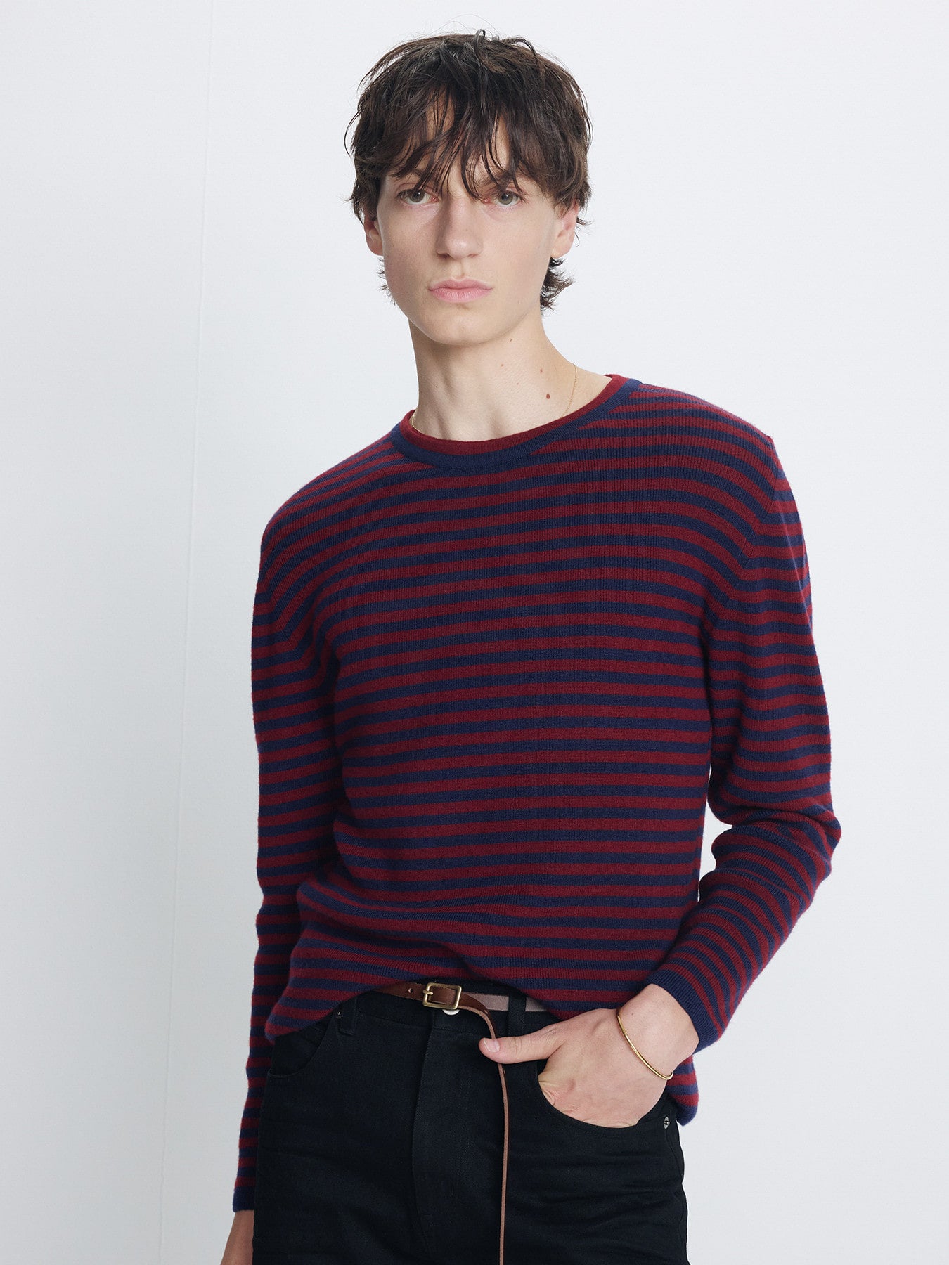 Tonywack - Merino Wool Essential Stripe Knit (Navy/Maroon) product image 5 | TRAB K-Fashion Australia