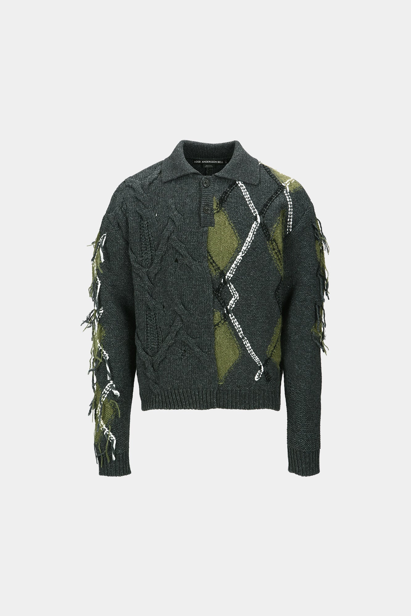 Andersson Bell - Argyle Fisherman Polo Sweater (Charcoal) product image 7 | TRAB K-Fashion Australia