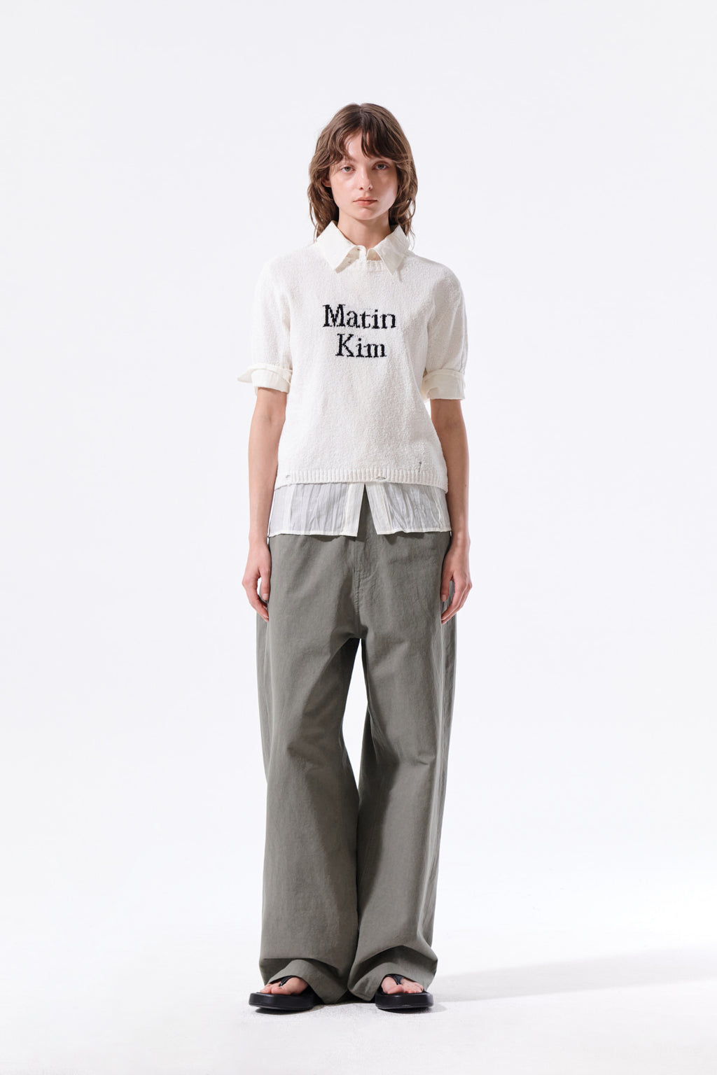 Matin Kim - Half Sleeve Logo Pullover (White) product image 8 | TRAB K-Fashion Australia