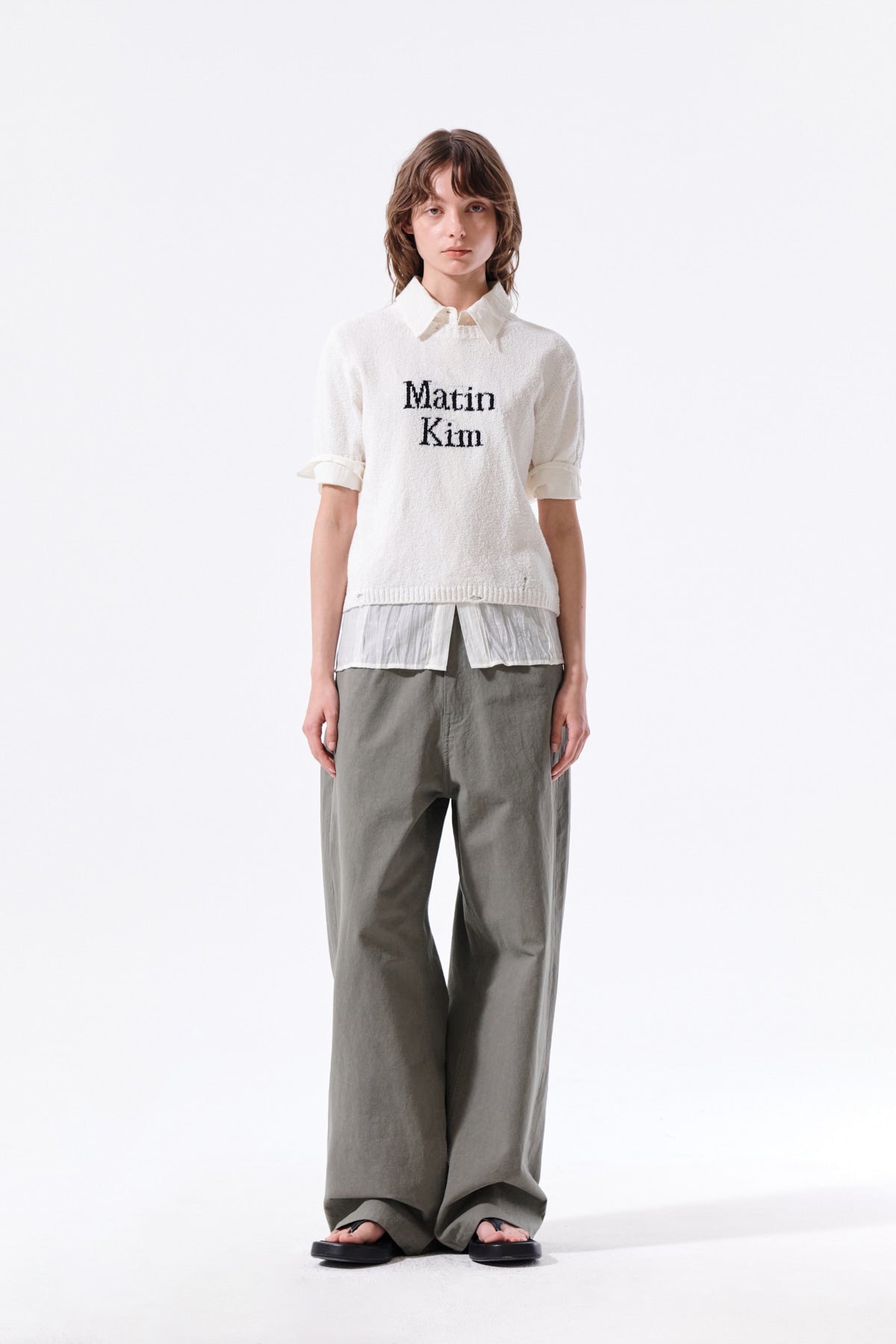 Matin Kim - Half Sleeve Logo Pullover (White) product image 8 | TRAB K-Fashion Australia
