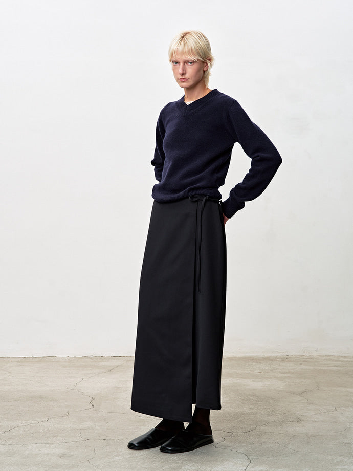 Tonywack - Wool Wrap Midi-Skirt (Dark Navy) product image 4 | TRAB K-Fashion Australia