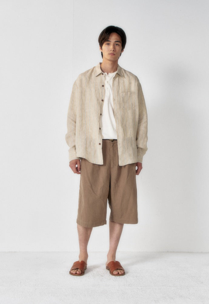 Art if acts - Linen Stripe Pocket Shirt (Beige) product image 1 | TRAB K-Fashion Australia