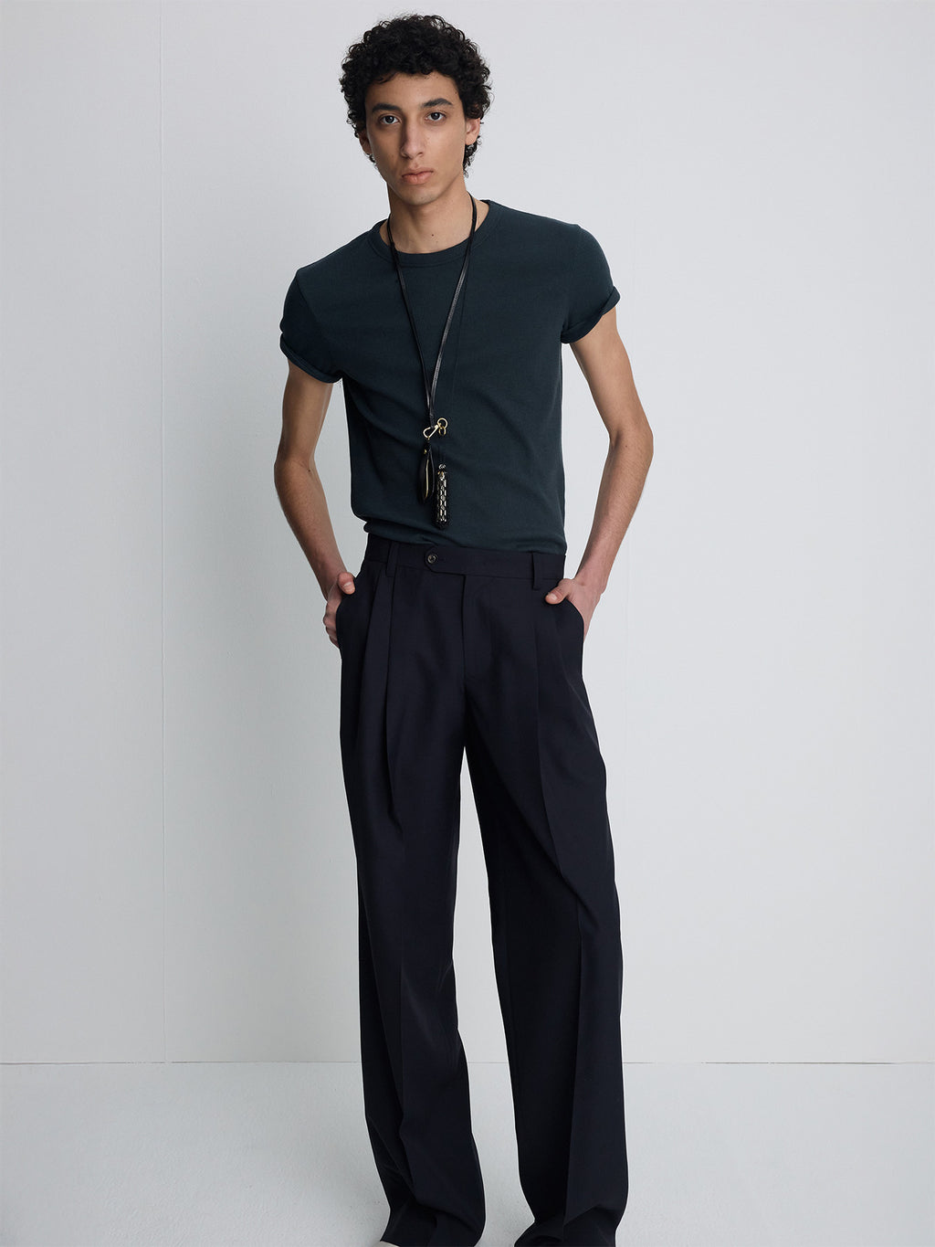 Tonywack - Soft Ribbed Fitted T-Shirt (Navy Teal) product image 3 | TRAB K-Fashion Australia
