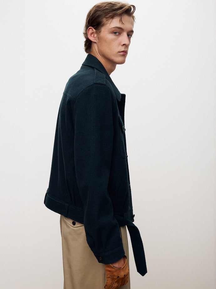 Tonywack - Wool Bouclé Officer Jacket (Navy Teal) product image 7 | TRAB K-Fashion Australia