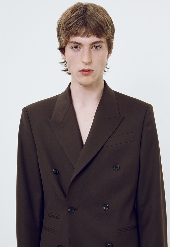 Tonywack - Wool Twill Double-Breasted Tailored Blazer (Brown) product image 8 | TRAB K-Fashion Australia