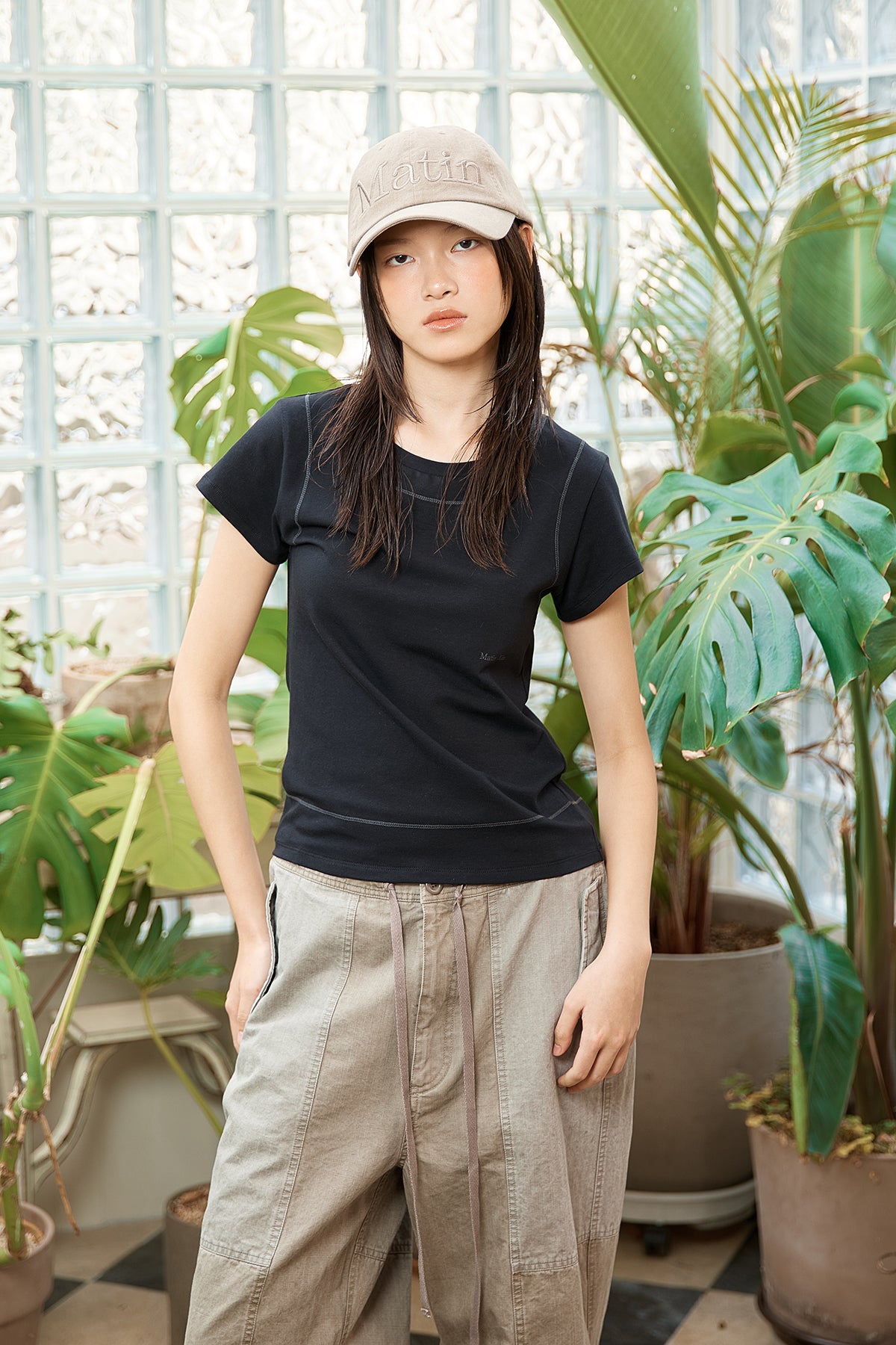 Matin Kim - Stitch Point Small Logo Top (Black) product image 10 | TRAB K-Fashion Australia