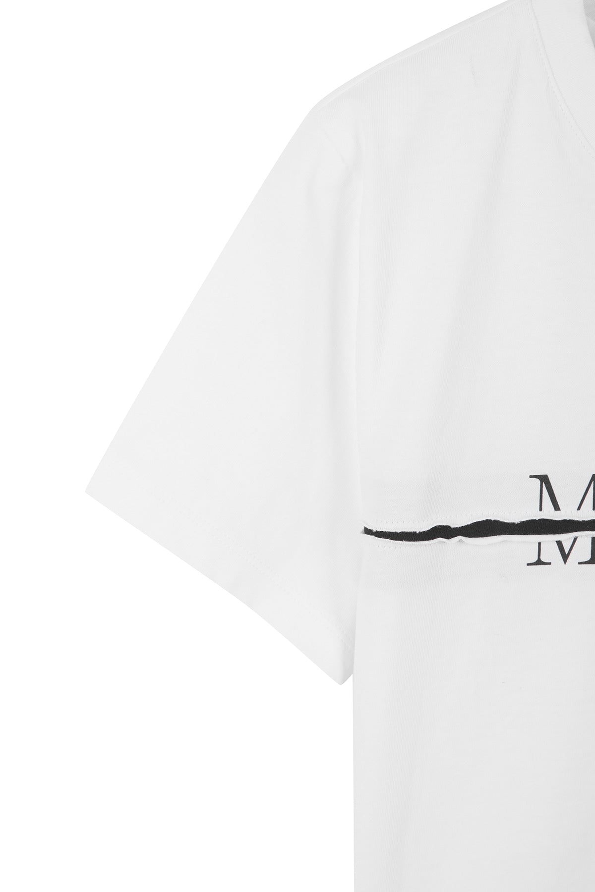 Matin Kim - [Pre-Order – Ships June 24] Matin Kim Logo Cutted Crop Top (White) product image 4 | TRAB K-Fashion Australia