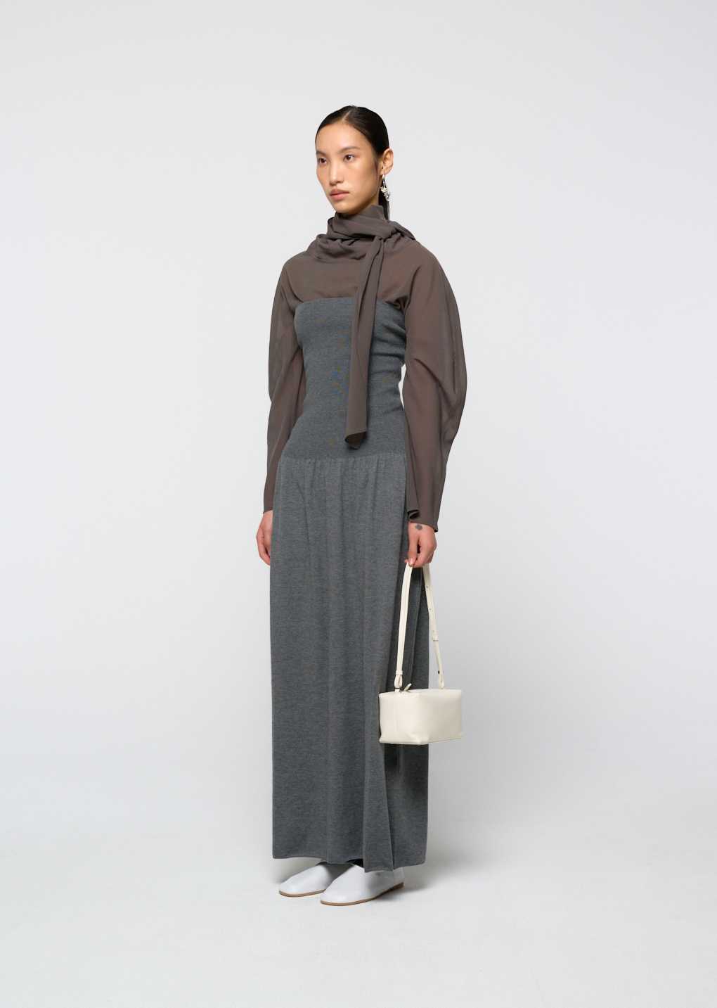 Amomento - Sheer cotton scarf top (Grey) product image 3 | TRAB K-Fashion Australia