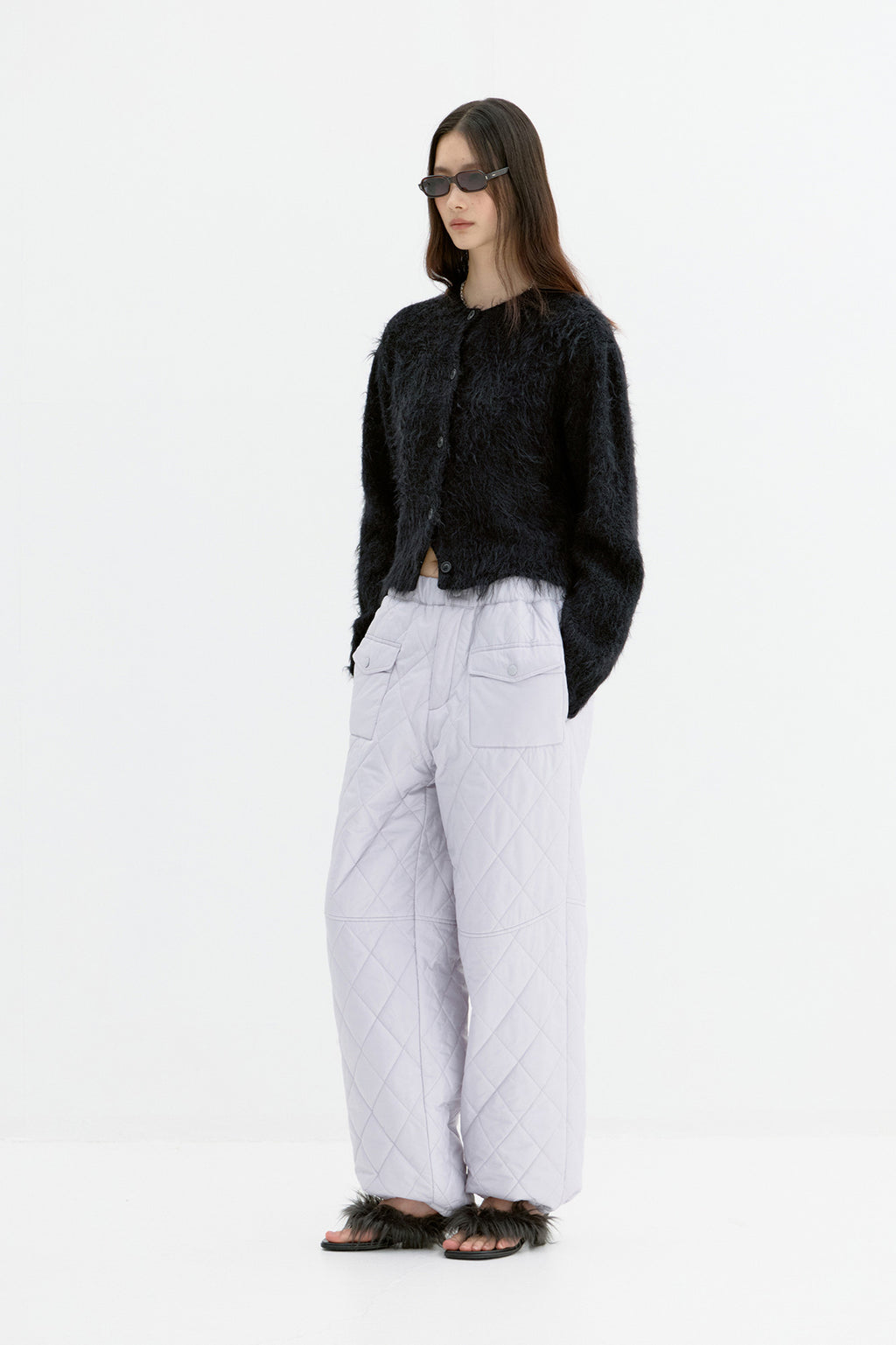 Coor - Fuzzy Cropped Cardigan (Black) product image 3 | TRAB K-Fashion Australia