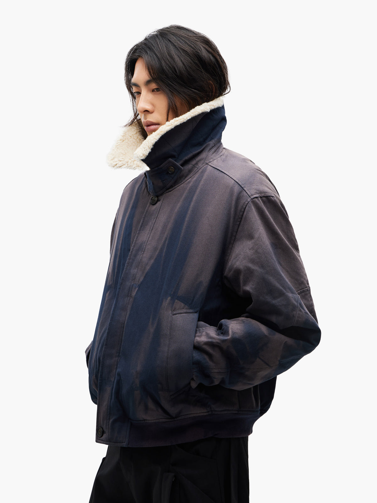 Jiyong Kim - Sun-Bleached Wide Collar Jacket (Navy) product image 2 | TRAB K-Fashion Australia