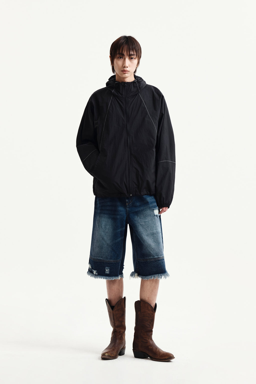 Matin Kim - Back Logo Hoody Wind Breaker (Black) product image 14 | TRAB K-Fashion Australia