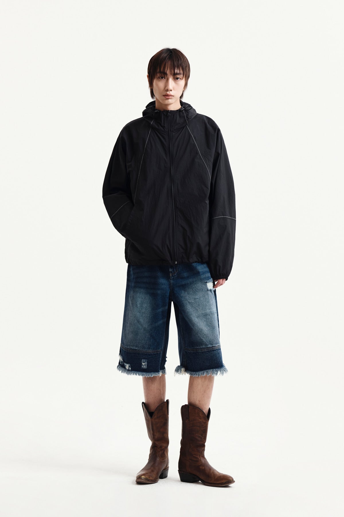 Matin Kim - Back Logo Hoody Wind Breaker (Black) product image 14 | TRAB K-Fashion Australia