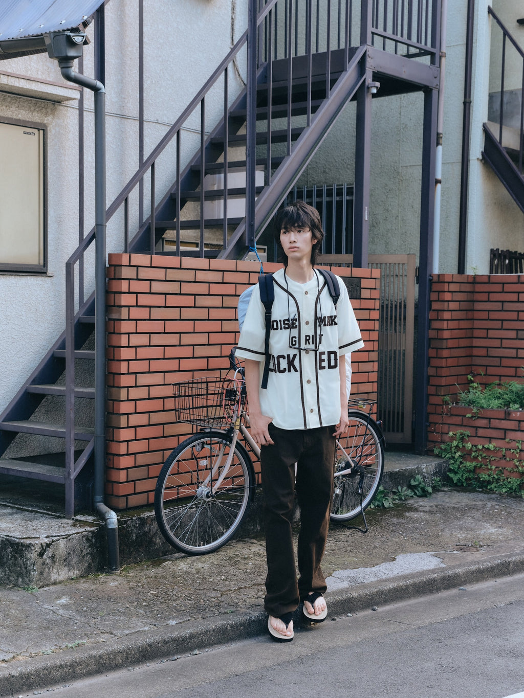 STU - Seersucker Baseball Shirt (Ivory) product image 4 | TRAB K-Fashion Australia