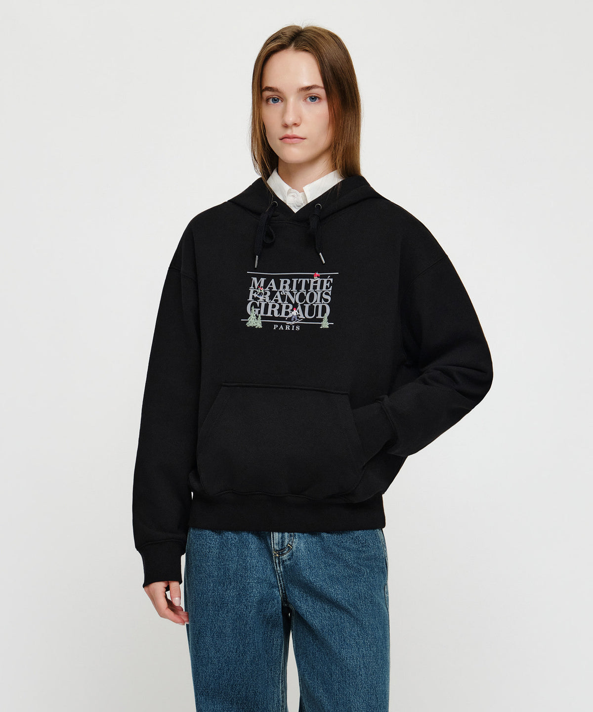 Marithe & Francois Girbaud - Alpes Classic Logo Oversized Hoodie (brushed) (Black) product image 1 | TRAB K-Fashion Australia