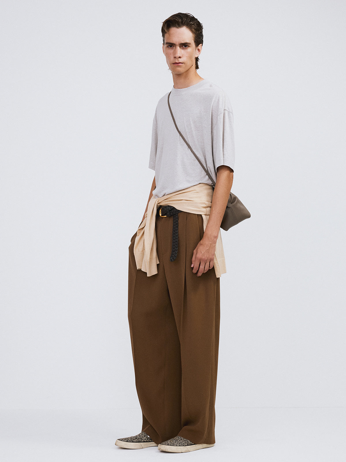 Recto - Linen Blend Loose Fit T-Shirt (Light Grey) product image 2 | TRAB K-Fashion Australia