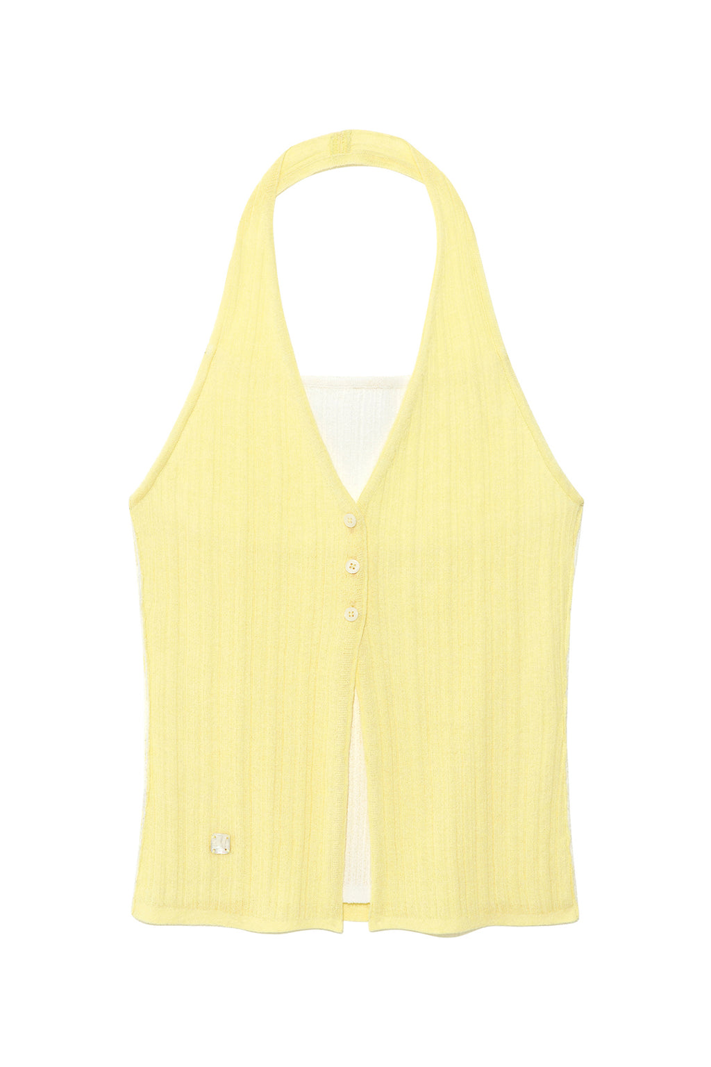 Matin Kim - Layered Button Halter Neck Top (Light Yellow) product image 1 | TRAB K-Fashion Australia