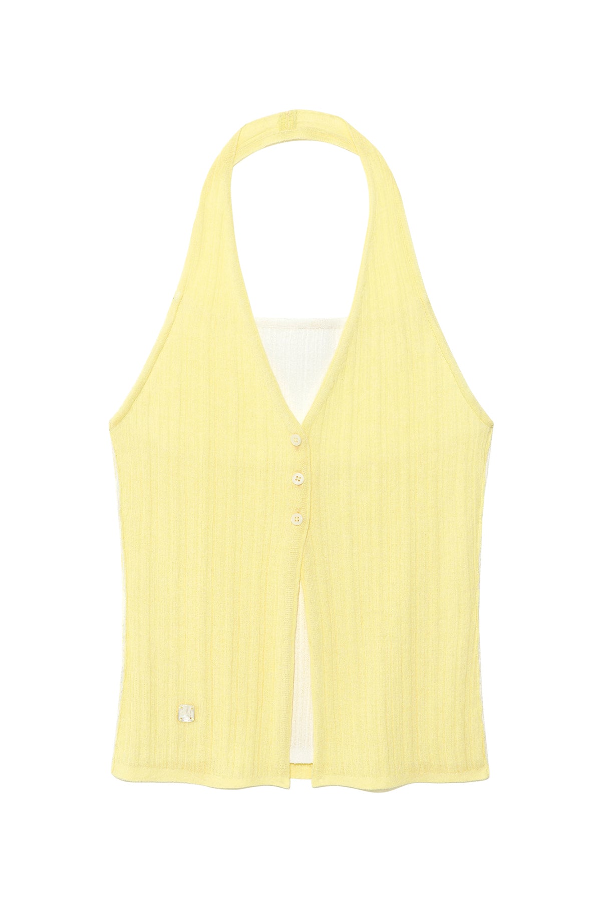 Matin Kim - Layered Button Halter Neck Top (Light Yellow) product image 1 | TRAB K-Fashion Australia