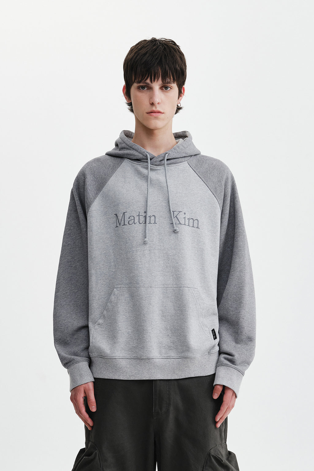 Matin Kim - Color Block Logo Hoody Top (Grey) product image 6 | TRAB K-Fashion Australia