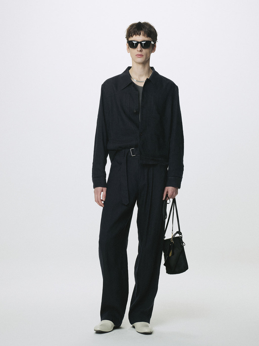 Tonywack - Washed Linen Trucker Jacket Italian Fabric (Dark Navy) product image 2 | TRAB K-Fashion Australia