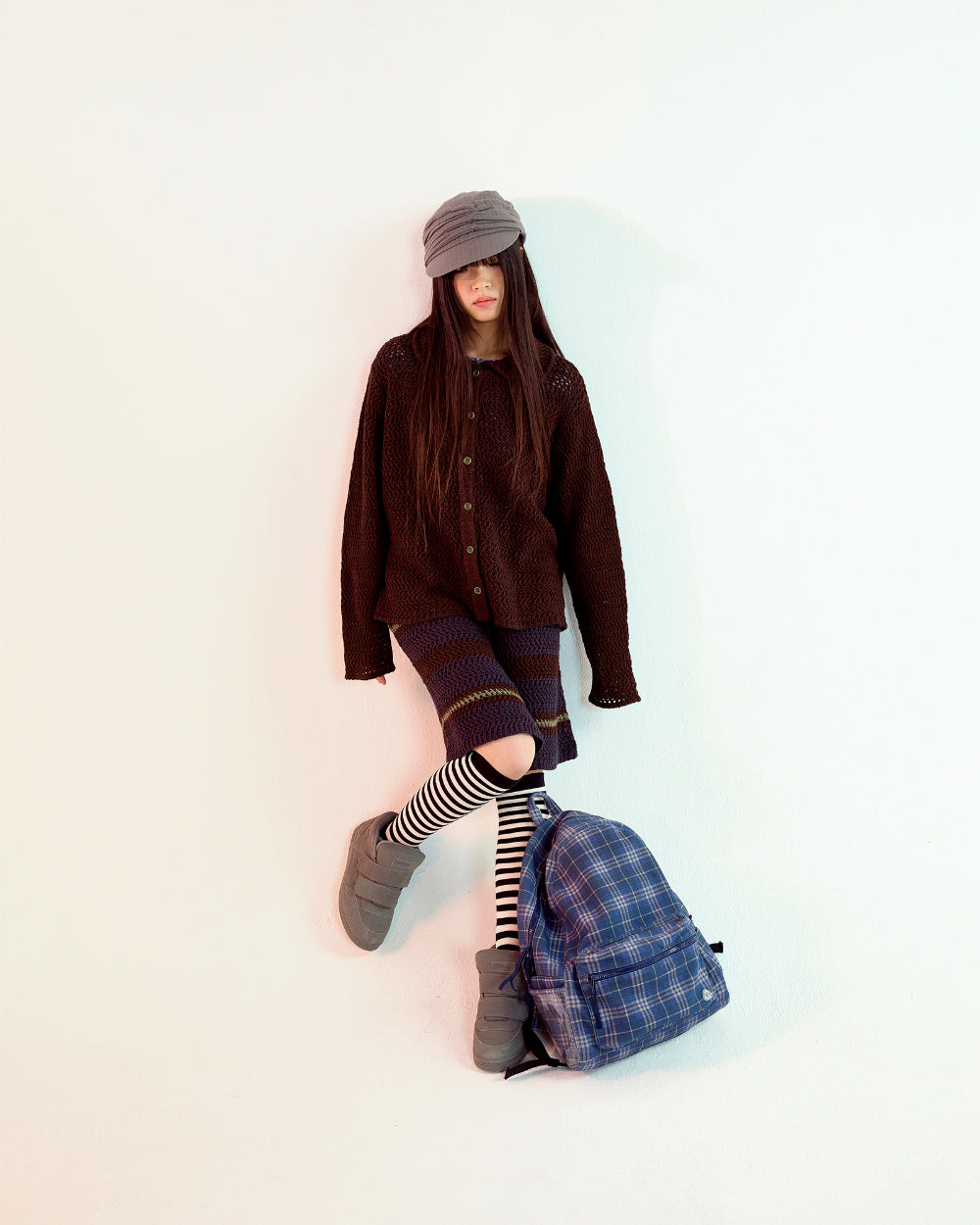 Coyseio - Stripe Layered Knit Skirt (Brown) product image 4 | TRAB K-Fashion Australia