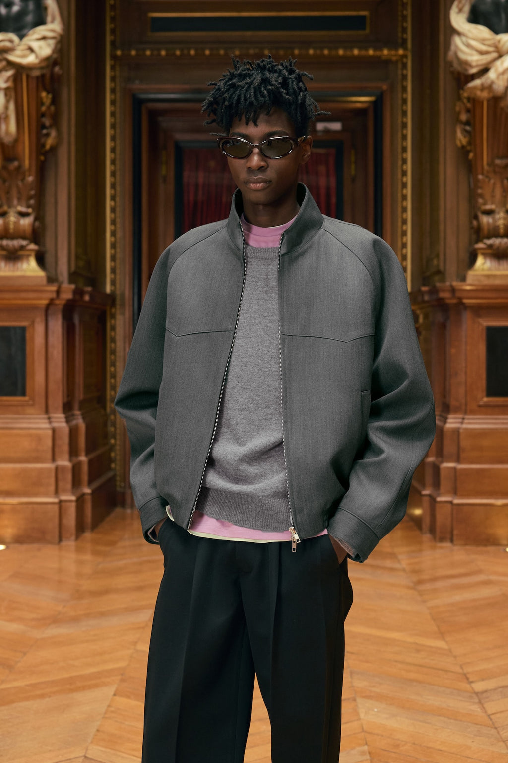 STU - High Neck Zip-up Wool Jacket (Grey) product image 7 | TRAB K-Fashion Australia