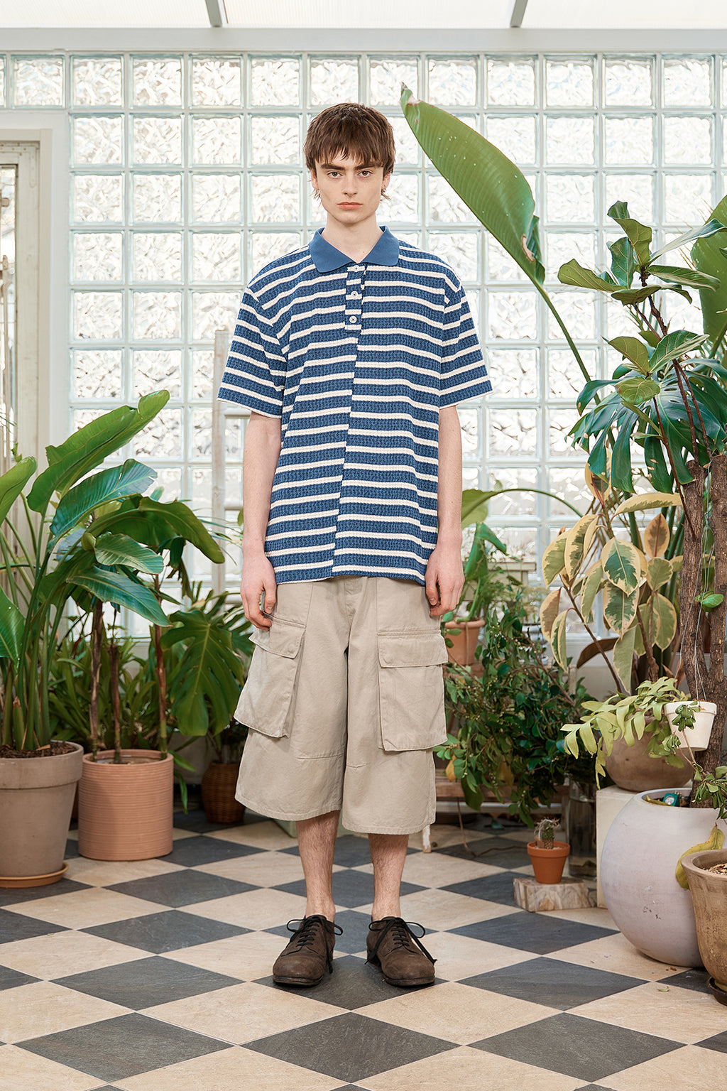 Matin Kim - Cut Line Stripe Pique Top (Smoke Blue) product image 13 | TRAB K-Fashion Australia