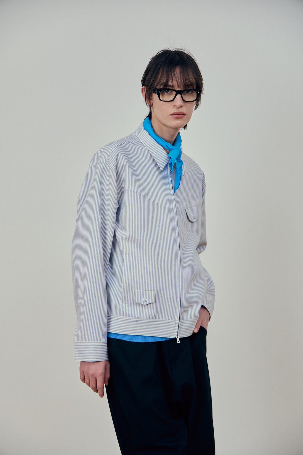 Stu - Embroidery Stripe Jacket Sky (Blue) product image 6 | TRAB K-Fashion Australia
