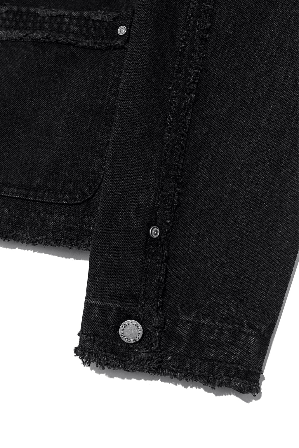 Matin Kim - Collarless Damage Denim Jacket (Black) product image 5 | TRAB K-Fashion Australia