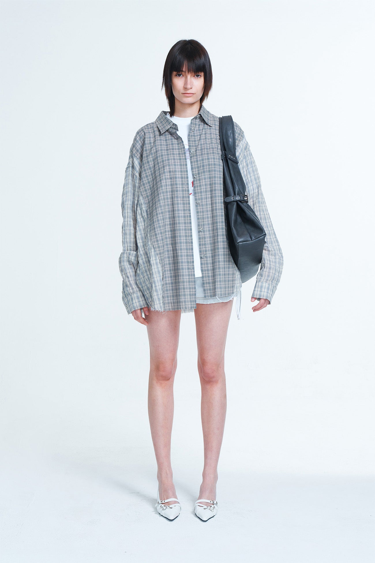 Deinet - Checkered Point Overfit Shirt (Sky Blue) product image 1 | TRAB K-Fashion Australia