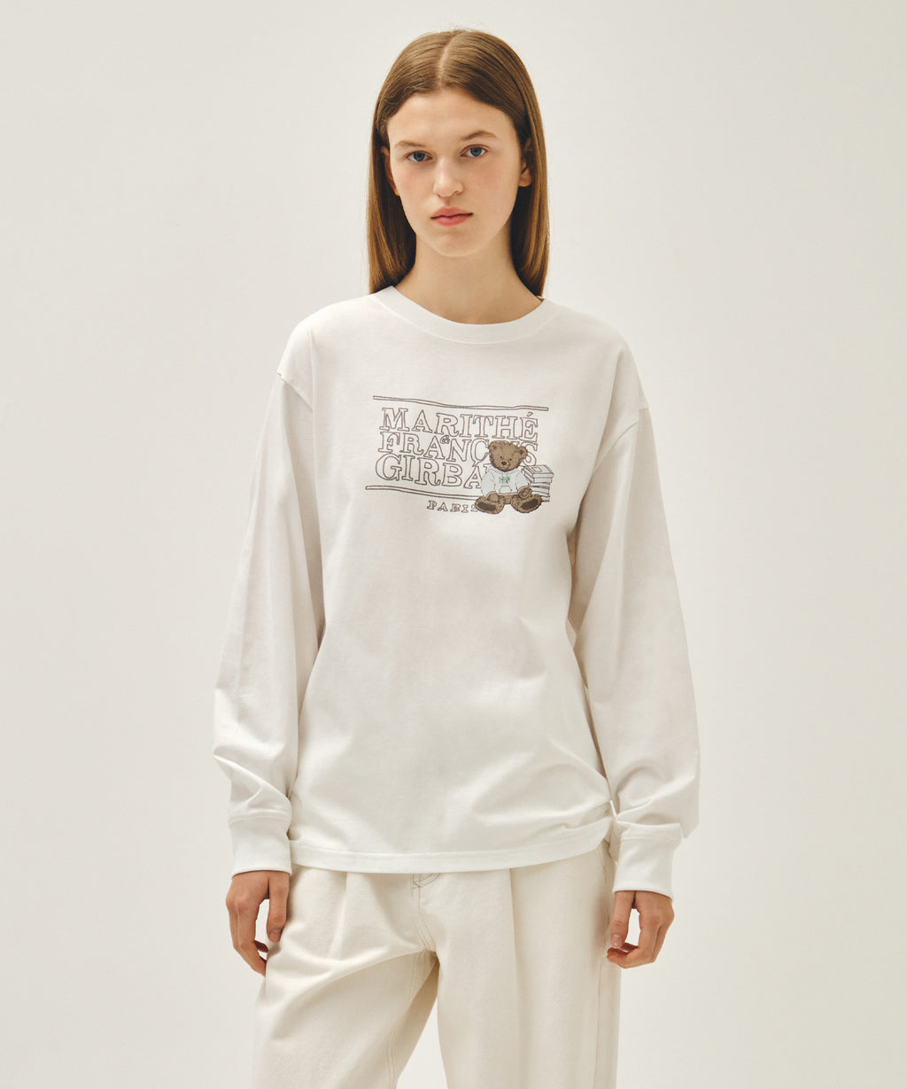 Marithe & Francois Girbaud - Doodle Classic Logo Long Sleeve Tee (White) product image 1 | TRAB K-Fashion Australia