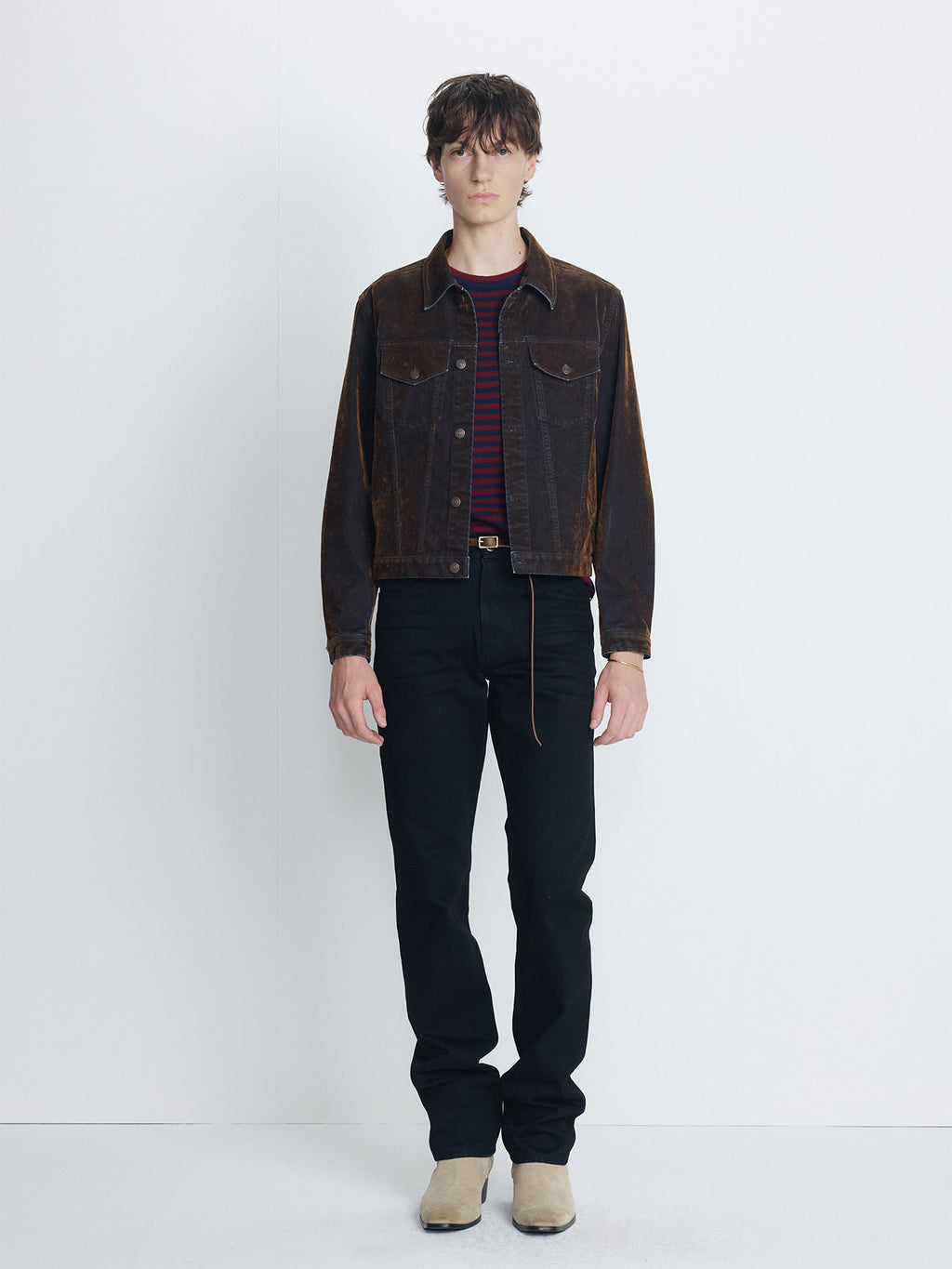 Tonywack - Flocked Denim Trucker Jacket (Brown) product image 2 | TRAB K-Fashion Australia