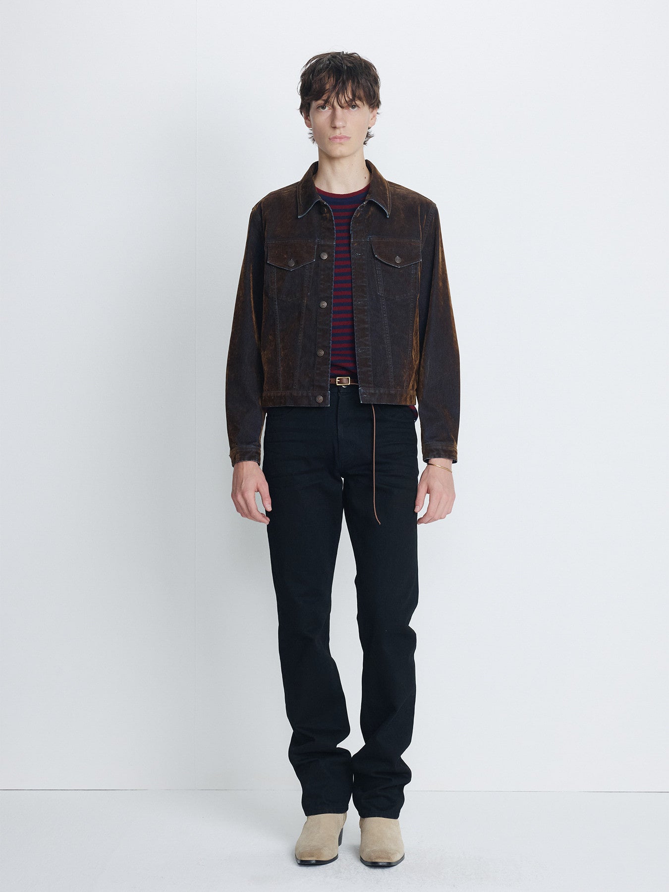 Tonywack - Flocked Denim Trucker Jacket (Brown) product image 2 | TRAB K-Fashion Australia