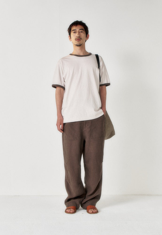Art if acts - Slub Ringer Tee (Oat/Brown) product image 1 | TRAB K-Fashion Australia
