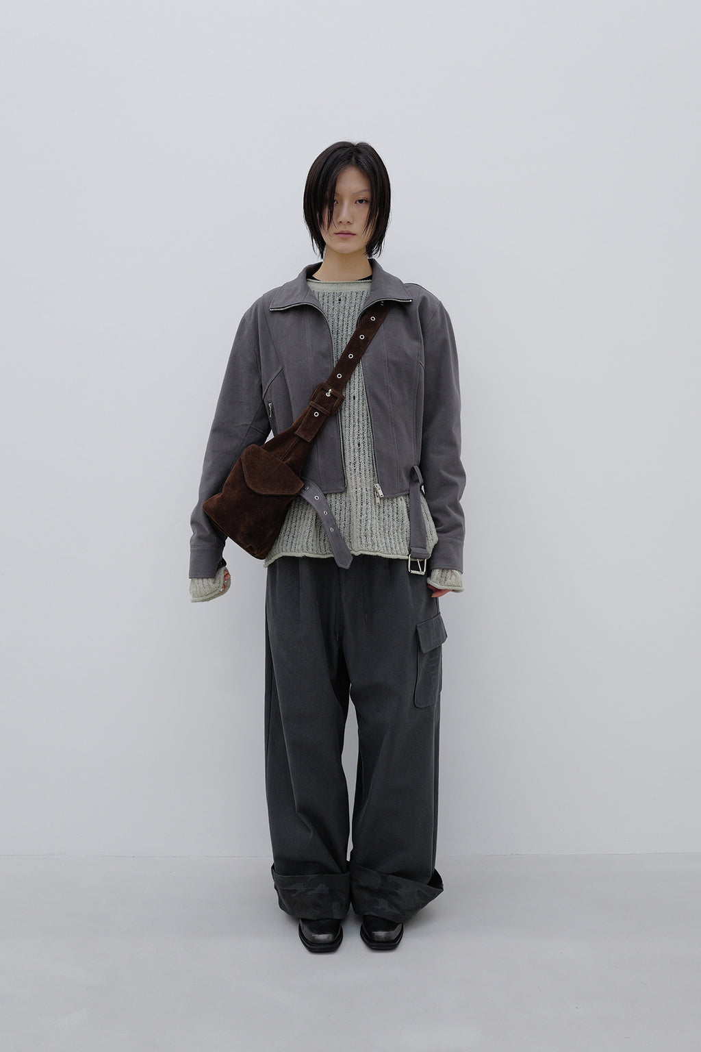 Deinet - Deinet Belted Cotton Jacket (Charcoal) product image 1 | TRAB K-Fashion Australia