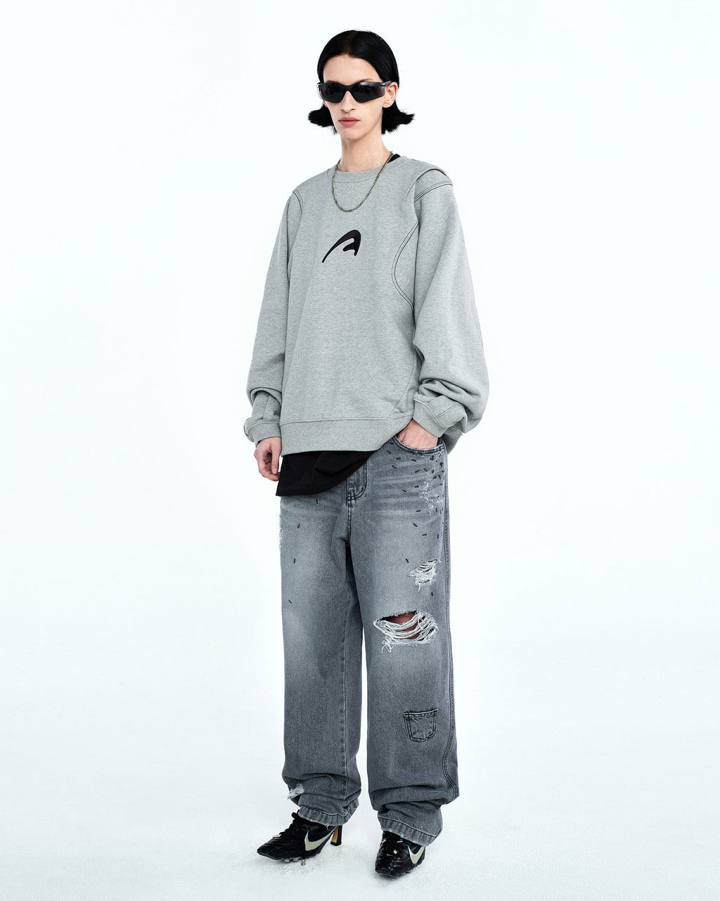 Ader Error - A-peec logo sweatshirt (Gray) product image 1 | TRAB K-Fashion Australia