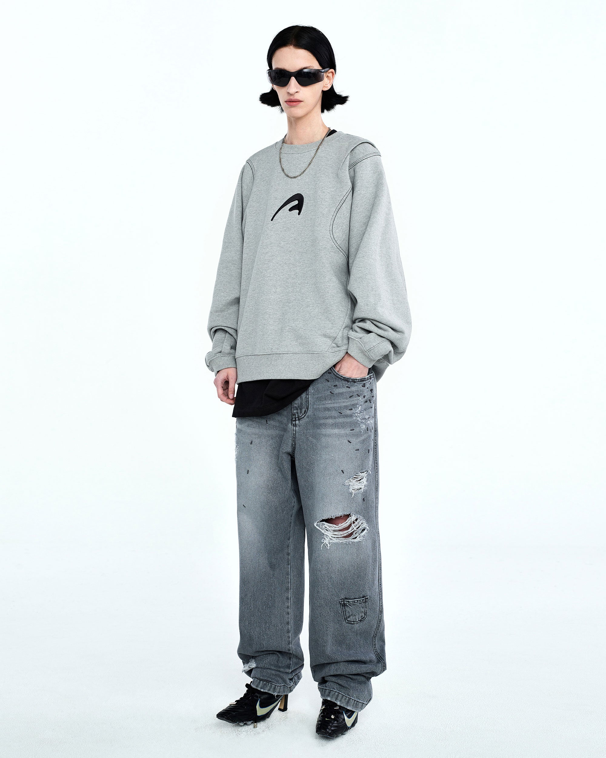 Ader Error - A-peec logo sweatshirt (Gray) product image 1 | TRAB K-Fashion Australia