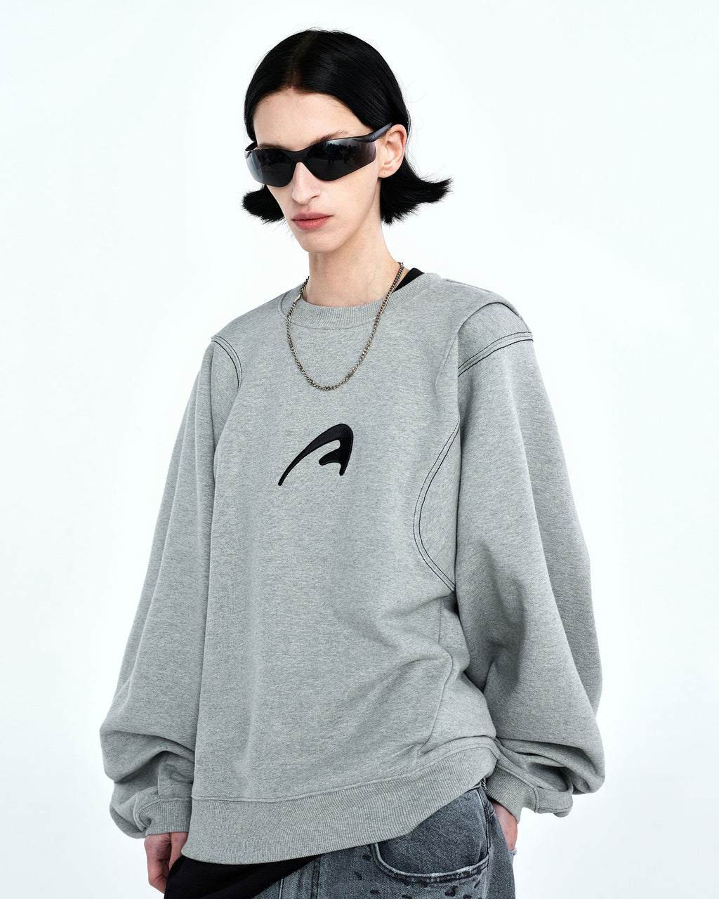 Ader Error - A-peec logo sweatshirt (Gray) product image 2 | TRAB K-Fashion Australia
