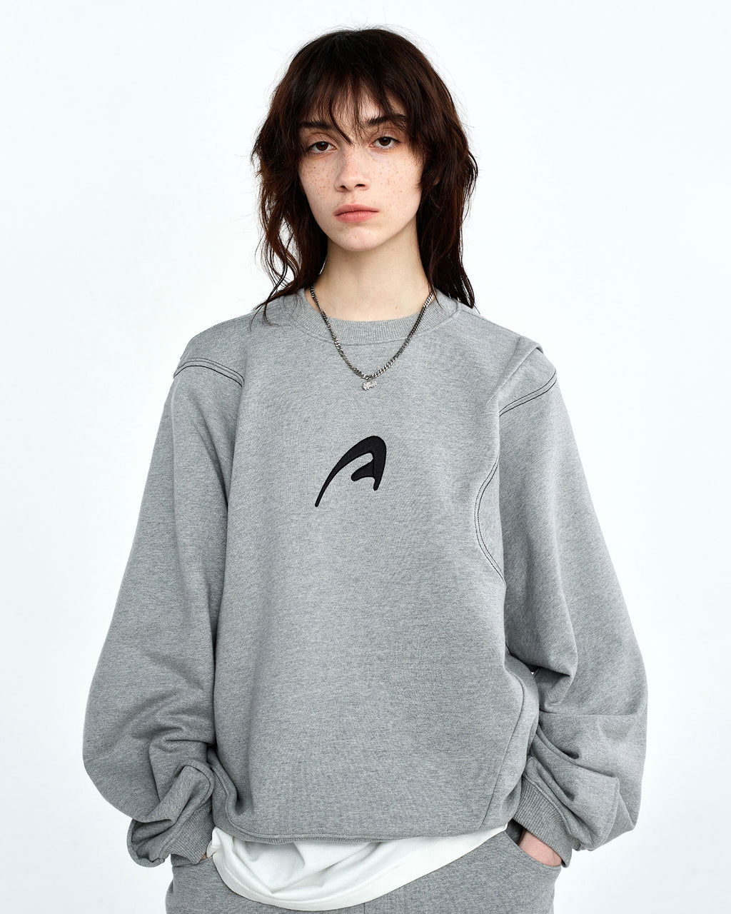 Ader Error - A-peec logo sweatshirt (Gray) product image 4 | TRAB K-Fashion Australia