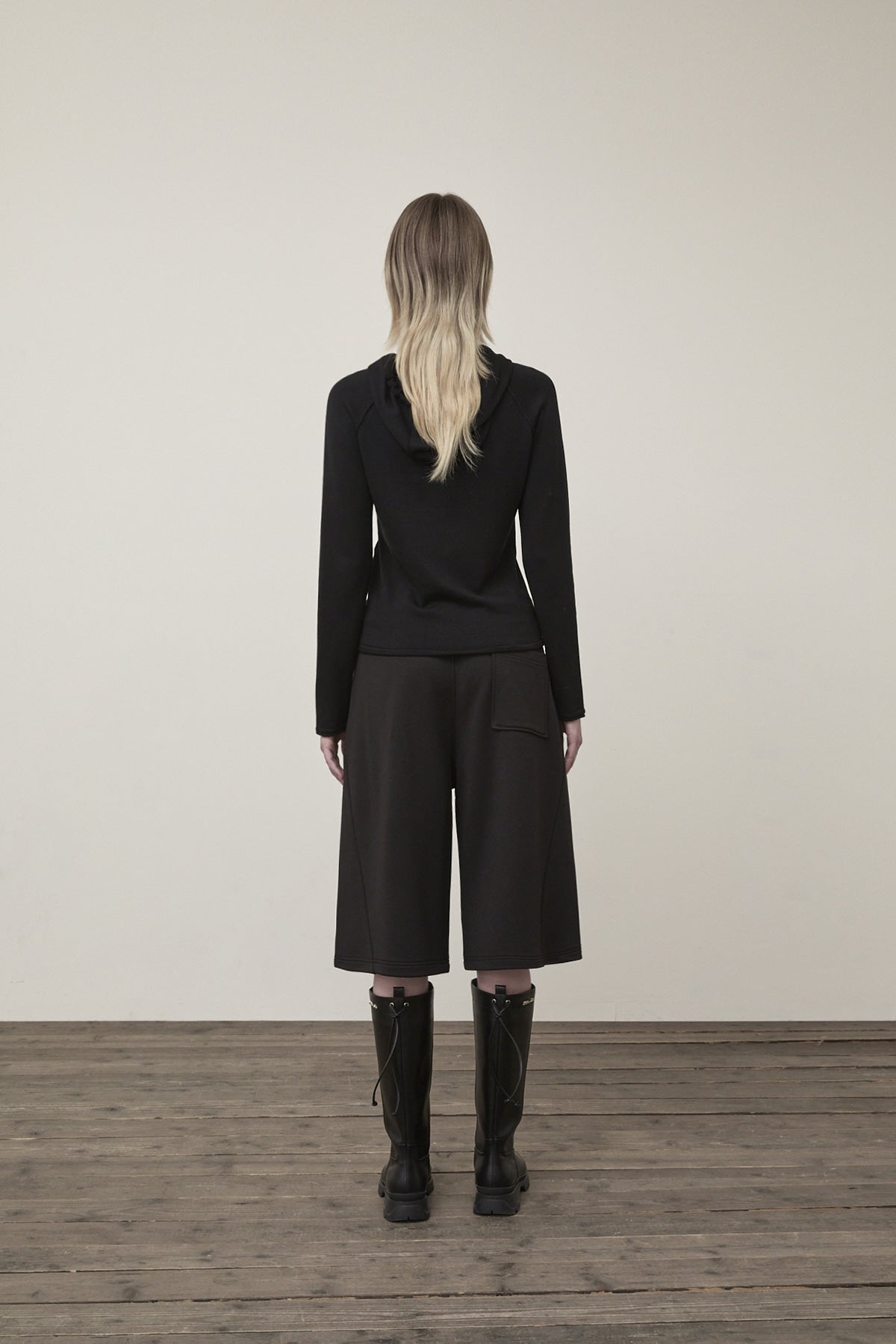 Matin Kim - Button Hoody Raglan Knit Top (Black) product image 7 | TRAB K-Fashion Australia