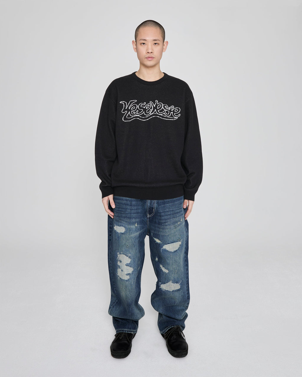 yeseyesee - Snail Logo Long Sleeve Knit Pullover (Black) product image 7 | TRAB K-Fashion Australia